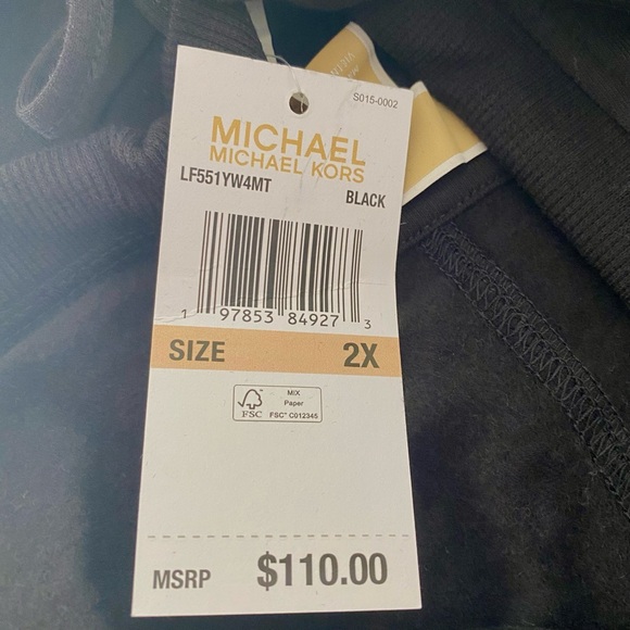 Michael Kors Women’s Top Gold Embellished Black Hoodie size 2X, Cotton Blend - Picture 8 of 9